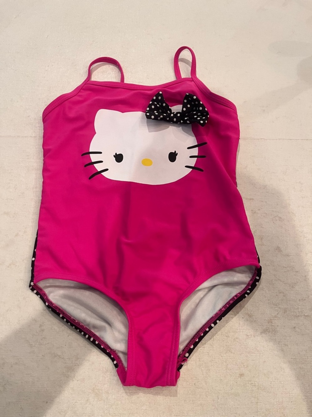 Hello Kitty Hot Pink Girls' One-Piece Swimsuit with Polka Dot Bow. So cute!